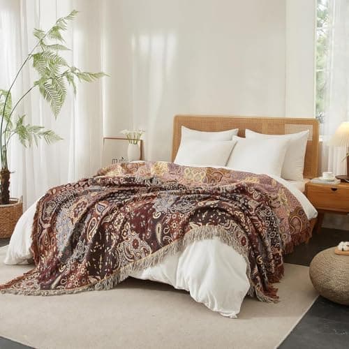 SOFTEXLY Boho Decke – Kuschelige Tagesdecke & Bettüberwurf 150x200cm, Aesthetic Design & Doppelseitige Musselin, Ideal f