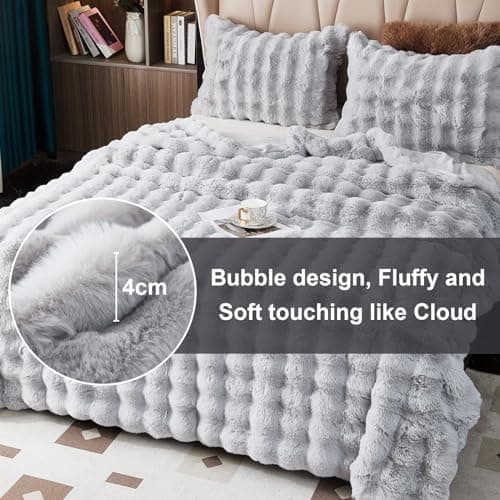 Kuscheldecke Milchsamt Blasen Decke Super Soft Warme Couchdecke 100 x 160cm White