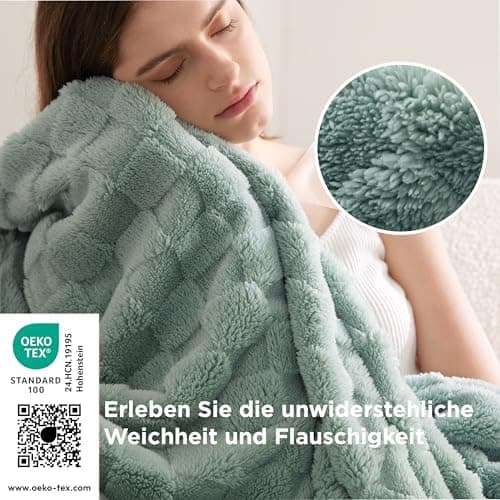 BEDSURE Kuscheldecke Flauschig - Weiche Warme für Zimmer Deko, Wohn- & Kuscheldecken, Hellbraun, 130 x 170 cm OEKO-TEX S