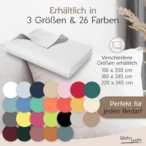 Tagesdecke Grau 100% Baumwolle Pflegeleicht Sommerdecke