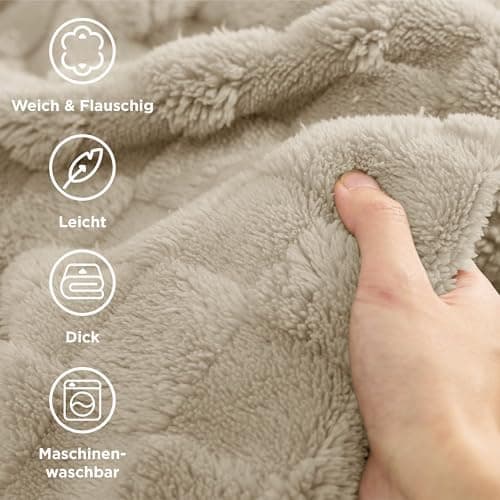 BEDSURE Kuscheldecke Flauschig - Weiche Warme für Zimmer Deko, Wohn- & Kuscheldecken, Hellbraun, 130 x 170 cm OEKO-TEX S