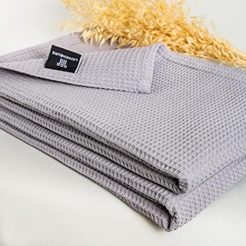 LAYNENBURG Premium Sommerdecke 150 x 200 cm - Waffelpique 100% Baumwolle - Creme OEKO-TEX STANDARD 100