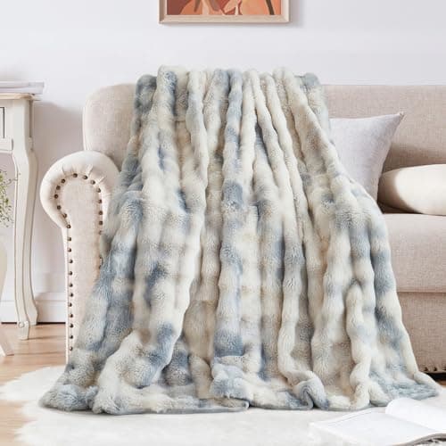 Kuscheldecke Milchsamt Blasen Decke Super Soft Warme Couchdecke 100 x 160cm White