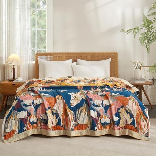 SOFTEXLY Boho Decke – Kuschelige Tagesdecke & Bettüberwurf 150x200cm, Aesthetic Design & Doppelseitige Musselin, Ideal f