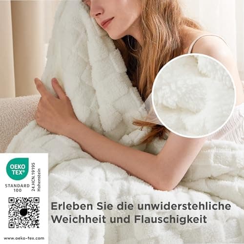 BEDSURE Kuscheldecke Flauschig - Weiche Warme für Zimmer Deko, Wohn- & Kuscheldecken, Hellbraun, 130 x 170 cm OEKO-TEX S