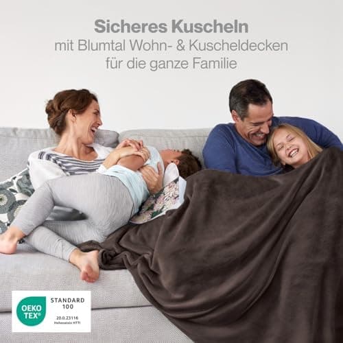 Blumtal wohndecke Anthrazit - flauschig - Oeko-TEX zertifiziert - 130x150 cm - Couch & Wohnzimmernutzung - Fliesdecke -