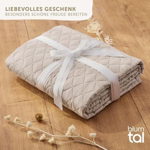 Blumtal Oeko-TEX zertifizierter Tagesdecke - Waschbar - Beige - 170x210 cm - Sofaüberwurf - Tagesdecke für Couch und Bet