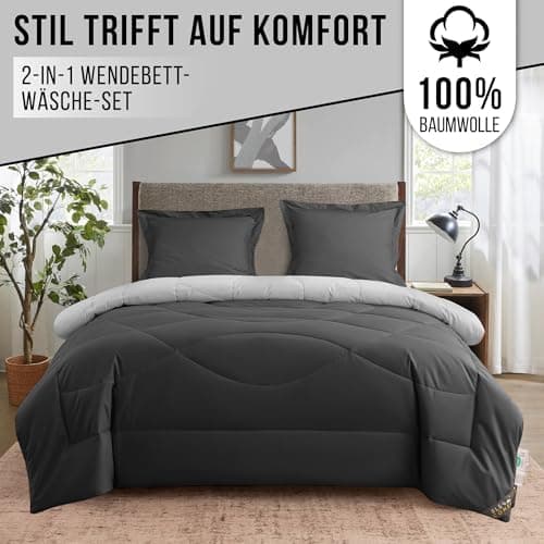 Oeko-TEX Zertifiziert_sleep komfortabel 4-jahreszeiten Bettdecke 135x200 Washbar Baumwolle & Mikrofaser Atmungsaktiv + K