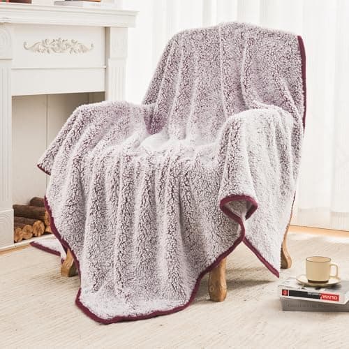EMME Flauschige Sherpa Kuscheldecke Oeko-Tex 150x200 cm, perfekt für Winterspazieren und Relaxen - doppelseitig weich, l