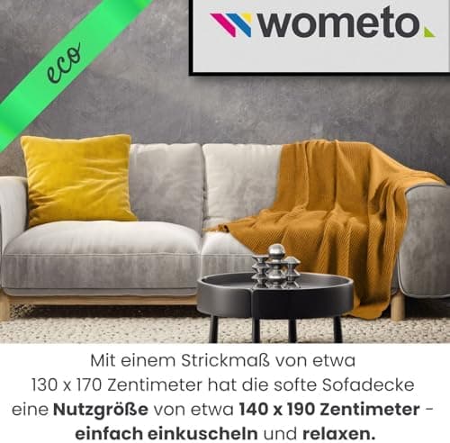 Wometo Kuscheldecke Strick warme weiche Strickmuster grau 140x190 OEKO-TEX