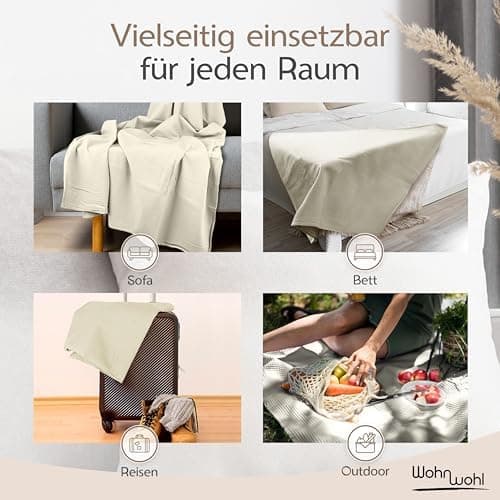 Tagesdecke Grau 100% Baumwolle Pflegeleicht Sommerdecke