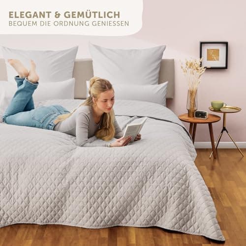 Blumtal Oeko-TEX zertifizierter Tagesdecke - Waschbar - Beige - 170x210 cm - Sofaüberwurf - Tagesdecke für Couch und Bet