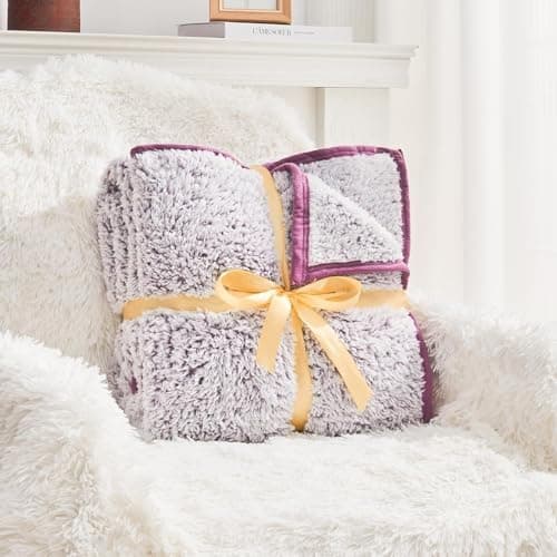EMME Flauschige Sherpa Kuscheldecke Oeko-Tex 150x200 cm, perfekt für Winterspazieren und Relaxen - doppelseitig weich, l
