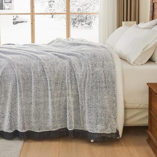 EMME Flauschige Sherpa Kuscheldecke Oeko-Tex 150x200 cm, perfekt für Winterspazieren und Relaxen - doppelseitig weich, l