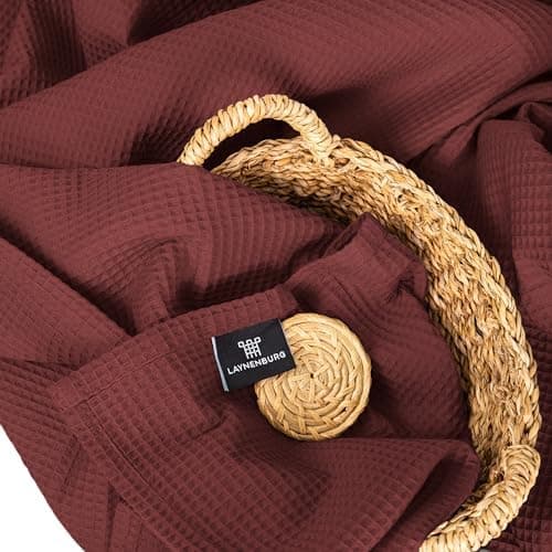 LAYNENBURG Premium Sommerdecke 150 x 200 cm - Waffelpique 100% Baumwolle - Creme OEKO-TEX STANDARD 100