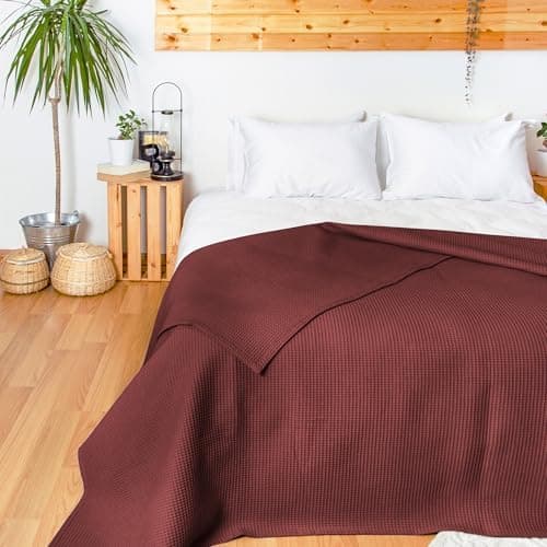 LAYNENBURG Premium Sommerdecke 150 x 200 cm - Waffelpique 100% Baumwolle - Creme OEKO-TEX STANDARD 100