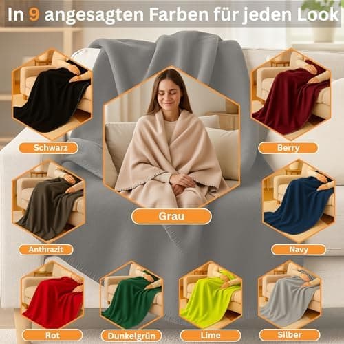 HLKauf Fleecedecke kuschelig, atmungsaktiv und knitterarm 150x200 cm - perfekt für die ganze Familie im Winter-HLKauf-Bl