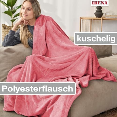 Ibena Kuscheldecke Olbia - flauschig, warm & waschbar, ideal für Kinder im Rose Farbton OEKO-TEX STANDARD 100  
Ibena Ku