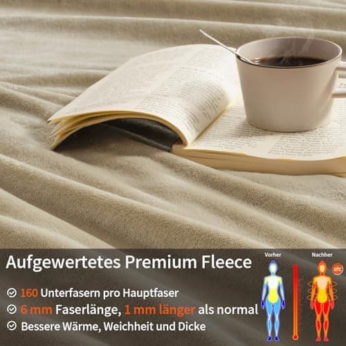 Oeko-Tex Weich Warm Kuscheldecke PHF Flauschig Fleecedecke 130x150cm - Beige, Couch, Sofa & Bett Überwurf