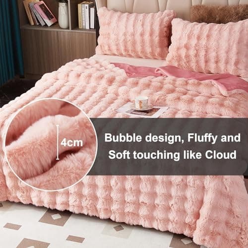 Kuscheldecke Milchsamt Blasen Decke Super Soft Warme Couchdecke 100 x 160cm White