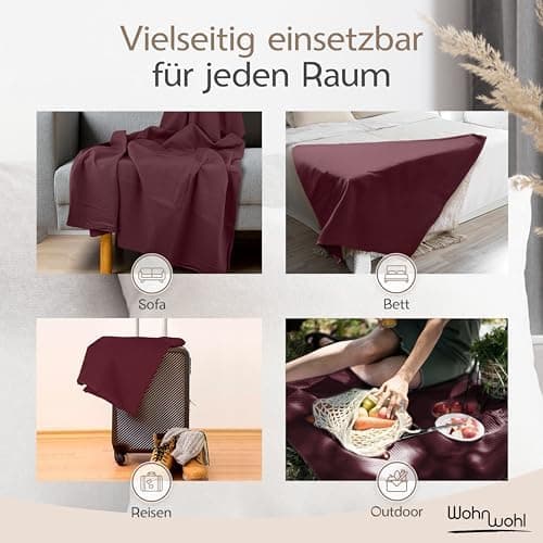 Tagesdecke Grau 100% Baumwolle Pflegeleicht Sommerdecke