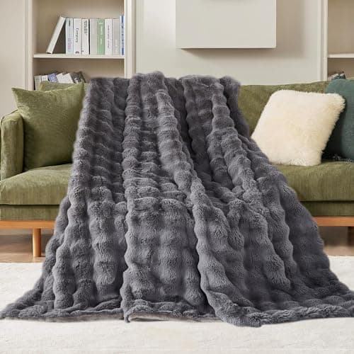 Kuscheldecke Milchsamt Blasen Decke Super Soft Warme Couchdecke 100 x 160cm White