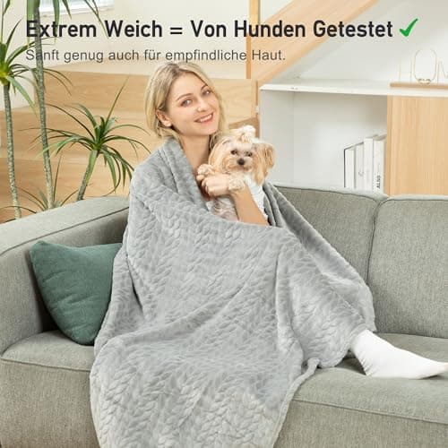 Winthome Kuscheldecke Flauschig Weich für Kinder geeignet, Warme Couchdecke Pflegeleicht, Kuschelige Fleecedecke für all