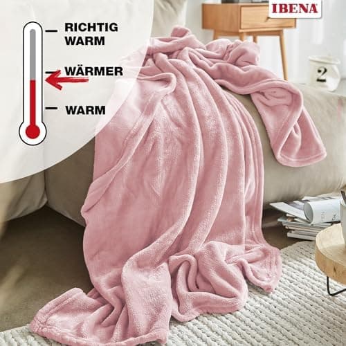 Ibena Kuscheldecke Olbia - flauschig, warm & waschbar, ideal für Kinder im Rose Farbton OEKO-TEX STANDARD 100  
Ibena Ku