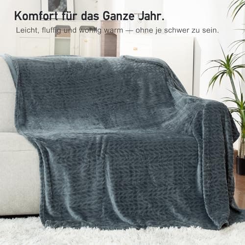 Winthome Kuscheldecke Flauschig Weich für Kinder geeignet, Warme Couchdecke Pflegeleicht, Kuschelige Fleecedecke für all
