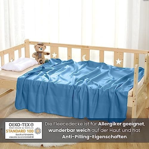 Wometo 2er Set Polar Fleecedecke OekoTex Lilaviolett Anti-Pilling Kettelrand
