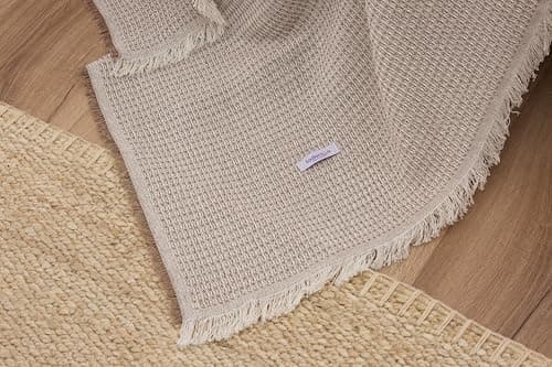Todocama Mehrzweck-Tagesdecke - Beige Sand, 180 x 260 cm, Bett und Sofa Überwurf, Jarapas, Waffelstruktur, Multi-Use