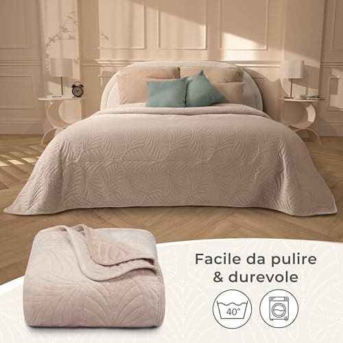 Gräfenstayn Premium Tagesdecke Anthrazit - weich, knitterfrei & pflegeleicht - Nahtlose Steppung & Blatt-Design - Bett &