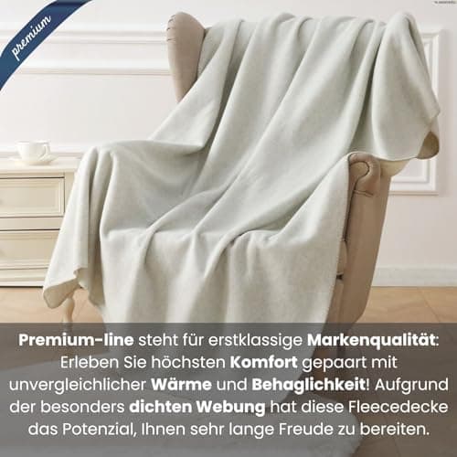 Wometo Premium Fleecedecke - weiß meliert (Bi-Color)Anti-Pilling 140x190 cm OEKO-TEX