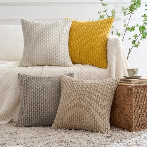 MIULEE 4er Set Dekorative Kissenhülle Wohnzimmer Schlafzimmer Orange Grün