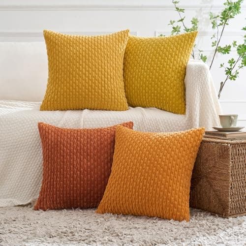 MIULEE 4er Set Dekorative Kissenhülle Wohnzimmer Schlafzimmer Orange Grün