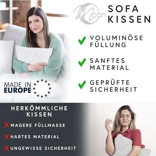 Moon 2er Pack Nonwoven Füllkissen - Festes Gehalte - 40x40cm - OEKO-TEX Standard 100 -Ideal für Möbelneuverputzung und C