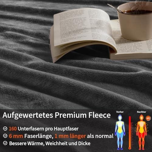 Oeko-Tex Weich Warm Kuscheldecke PHF Flauschig Fleecedecke 130x150cm - Beige, Couch, Sofa & Bett Überwurf