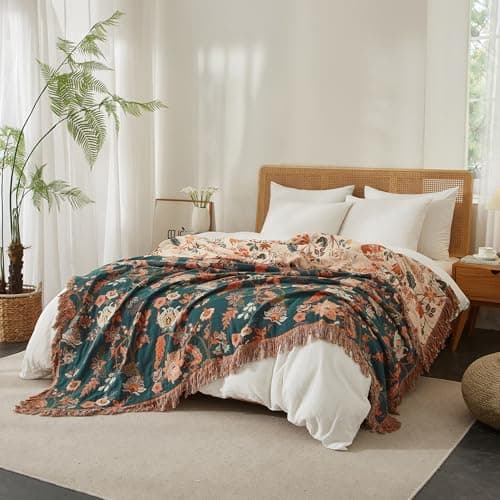 SOFTEXLY Boho Decke – Kuschelige Tagesdecke & Bettüberwurf 150x200cm, Aesthetic Design & Doppelseitige Musselin, Ideal f