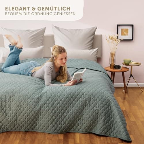 Blumtal Oeko-TEX zertifizierter Tagesdecke - Waschbar - Beige - 170x210 cm - Sofaüberwurf - Tagesdecke für Couch und Bet