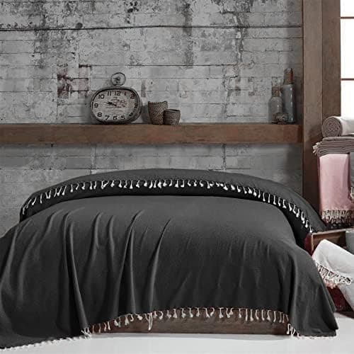 Mixibaby Tagesdecke Anthrazit 220x240 LuxTouch 100% Baumwolle