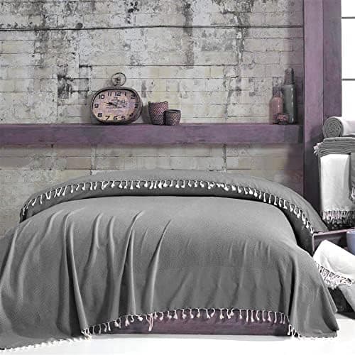 Mixibaby Tagesdecke Anthrazit 220x240 LuxTouch 100% Baumwolle