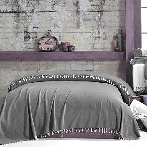 Mixibaby Tagesdecke Anthrazit 220x240 LuxTouch 100% Baumwolle
