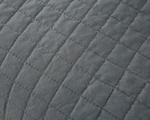 WOLTU Tagesdecke Steppdecke Doppelbett Dunkelgrau-Crème 170x210 cm 360GSM Global Recycled Standard Kariert