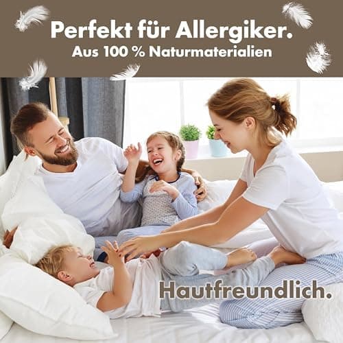 Lilenno Home 3-Kammer Daunenkissen 40x80 - Allergiker geeignet - langlebiges Kopfkissen mit Daunen- und Federn-Füllung