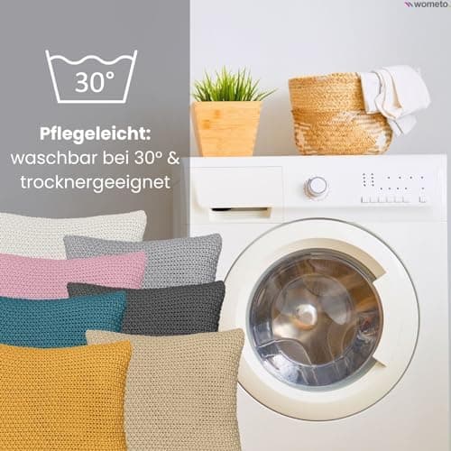 Wometo Oeko-TEX Sofakissenbezug Strick 45x45 türkis Petrol Reißverschluss warme weiche Kissenhülle OEKO-TEX STANDARD 100
