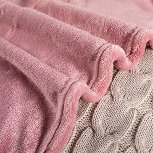 TASTHROW Weiche Fleecedecke für Wohnzimmer, Soft und Warm Tagesdecke, perfekt für Familie und Gäste (Rosa, 130x180cm)