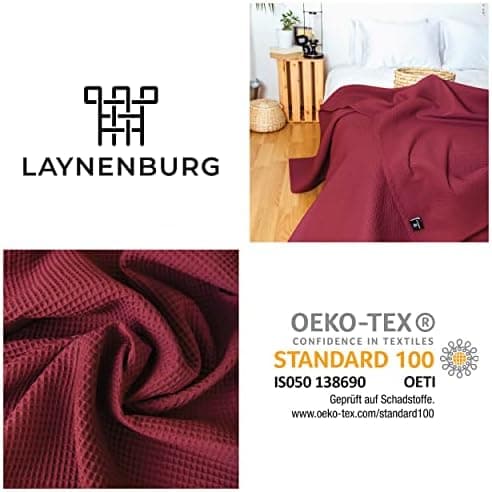 LAYNENBURG Premium Sommerdecke 150 x 200 cm - Waffelpique 100% Baumwolle - Creme OEKO-TEX STANDARD 100