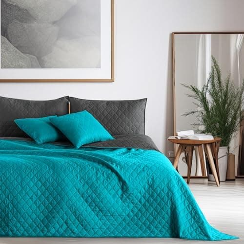DecoKing Tagesdecke 260 x 280 Steel Silver Grey Dimgray Zweiseitig Pflegeleicht Axel