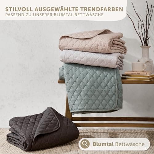 Blumtal Oeko-TEX zertifizierter Tagesdecke - Waschbar - Beige - 170x210 cm - Sofaüberwurf - Tagesdecke für Couch und Bet