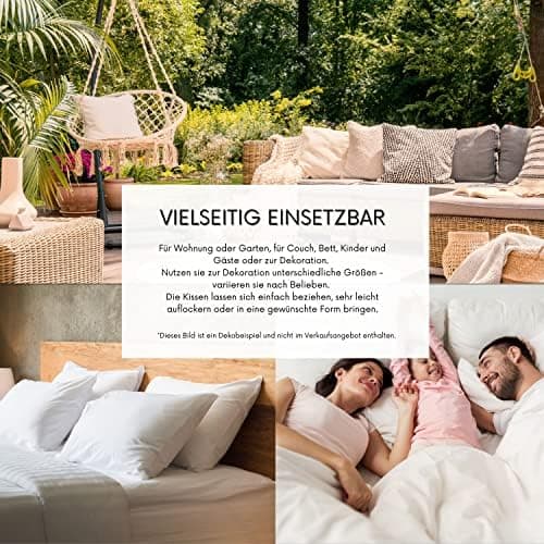 MSS e.K. 2er Set Federkissen | 30 x 40 cm | 100% Baumwolle | NOMITE Zertifiziert - milbenfrei